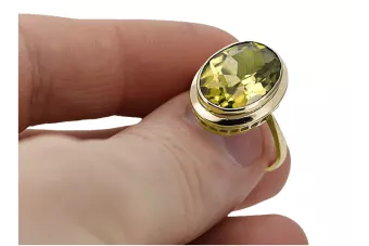 Žiedas Geltonasis peridotas 14k geltono aukso Vintažiniai papuošalai vrc285y